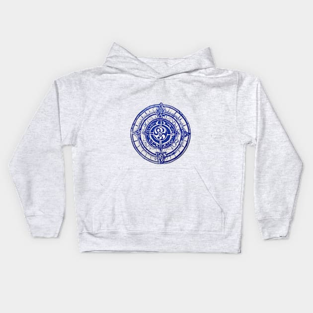 Mystical Blue Mandala Artwork No. 918 Kids Hoodie by cornelliusy